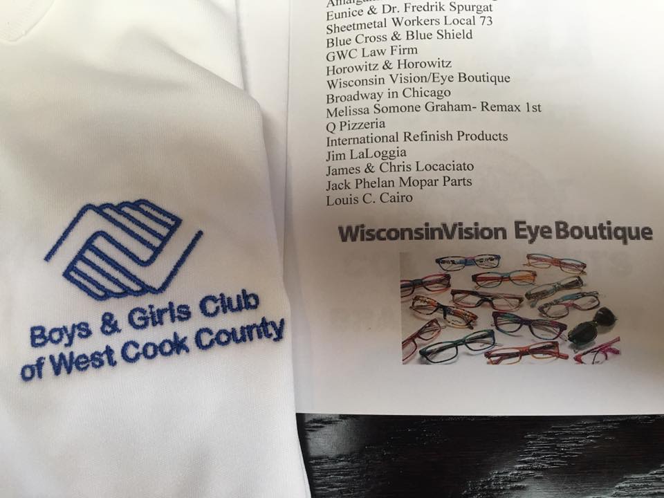 Close up of a napkin with Boys & Girls club printed on it